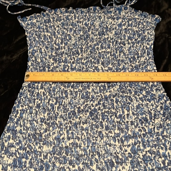 NWT TOPSHOP BLUE FLORAL MINI SZ-10 SHIRRED with SPAGHETTI STRAP BUNNY TIES - Picture 7 of 8